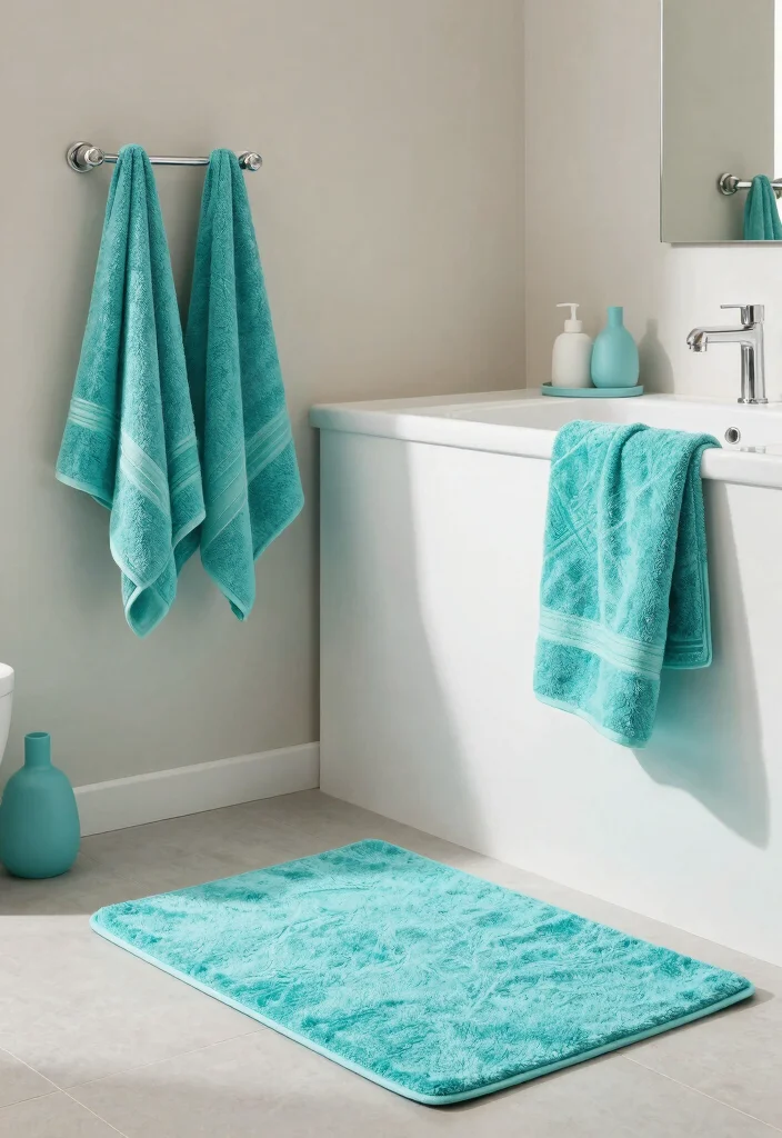 15 Turquoise Bathroom Tile Ideas With Coastal Energy - 14. Turquoise Through Fixtures and Accessories 1