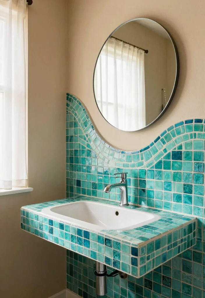 15 Turquoise Bathroom Tile Ideas With Coastal Energy - 2. Mosaic Turquoise Tile Accents 1