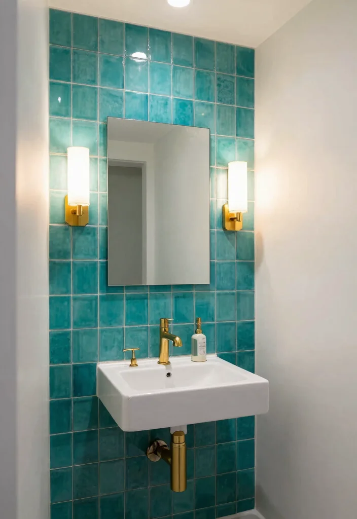 15 Turquoise Bathroom Tile Ideas With Coastal Energy - 7. Bold Accent Walls with Turquoise Tiles 1