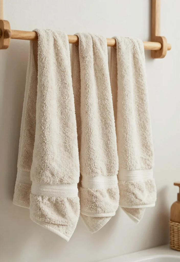 15 Warm Neutral Bathroom Ideas With Cozy Balance - 13. Organic Cotton Towels 1