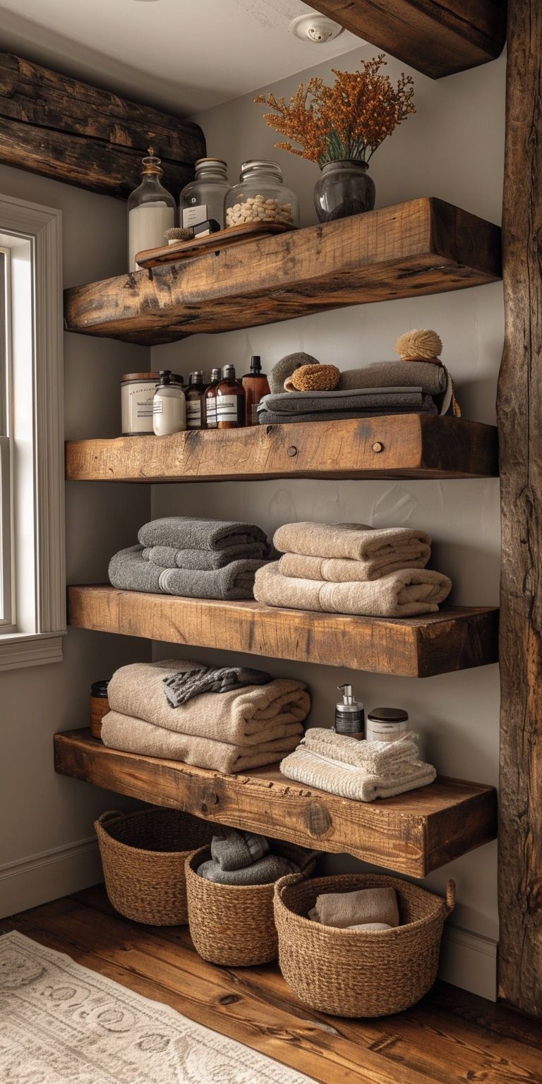 15 Warm Neutral Bathroom Ideas With Cozy Balance - 4. Rustic Wooden Accents 1
