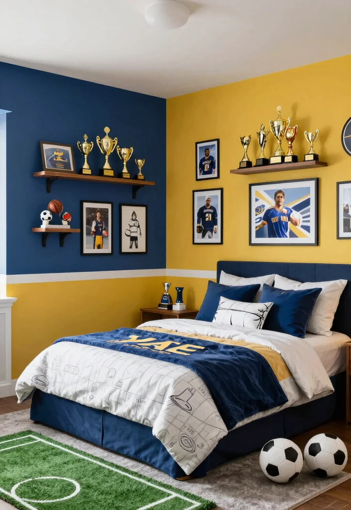 16 Adorable Home Bedroom Ideas Game Inspired Cozy Style - 11. Sports Fanatic Zone 1