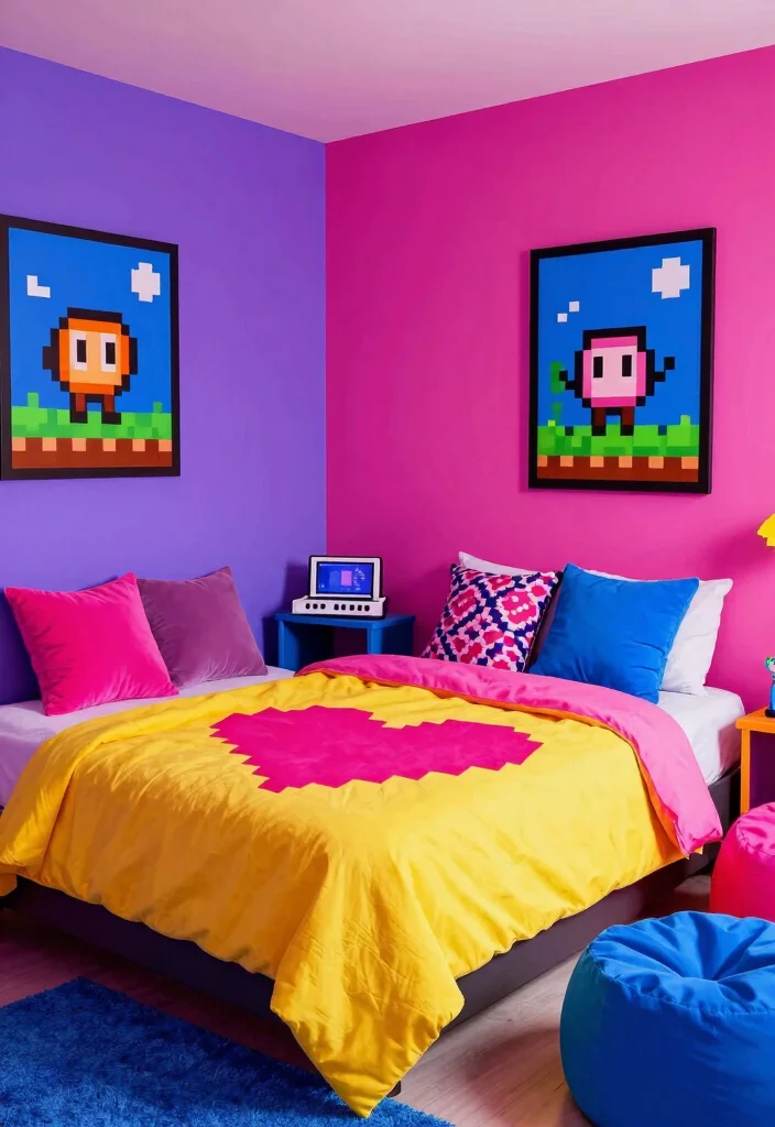 16 Adorable Home Bedroom Ideas Game Inspired Cozy Style - 2. Pixelated Paradise 1