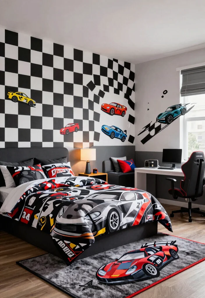 16 Adorable Home Bedroom Ideas Game Inspired Cozy Style - 8. Adventure Racing Road 1