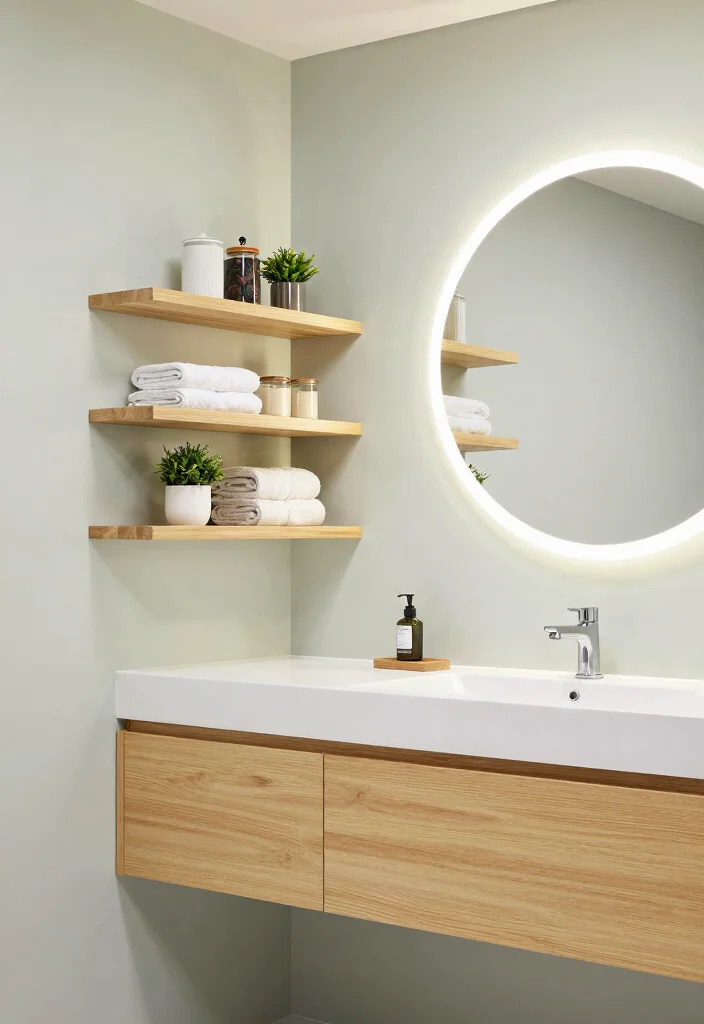 16 Bathroom Vanity Wall Ideas That Elevate The Space - 2. Floating Shelves for Stylish Storage 1