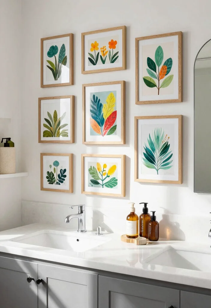 16 Bathroom Vanity Wall Ideas That Elevate The Space - 6. Wall Art Wonders 1