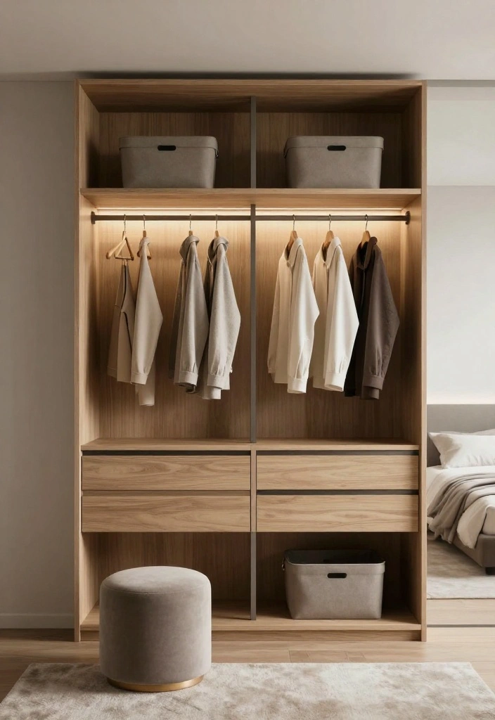 16 Bedroom With Closet Ideas: Practical Stylish Layouts - 1. Minimalist Open Closet 1