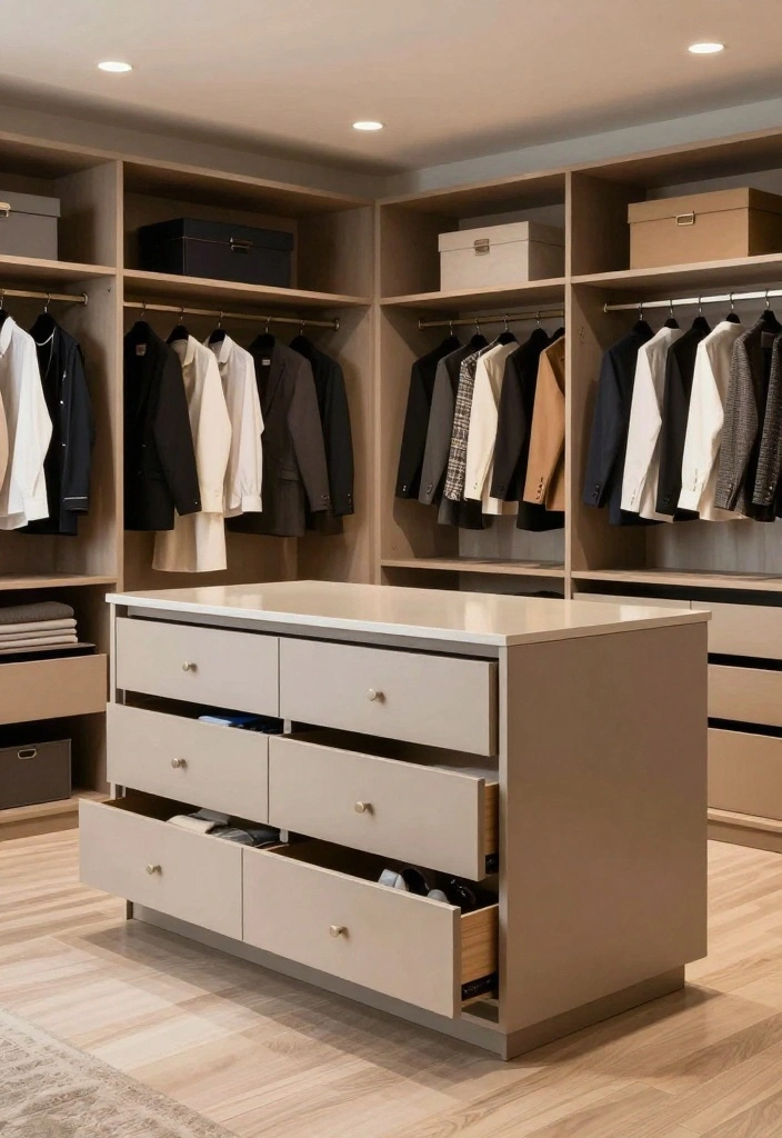16 Bedroom With Closet Ideas: Practical Stylish Layouts - 13. Closet Island for Larger Spaces 1