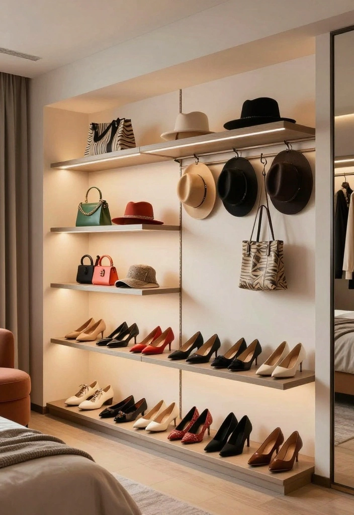 16 Bedroom With Closet Ideas: Practical Stylish Layouts - 9. Artistic Closet Displays 1