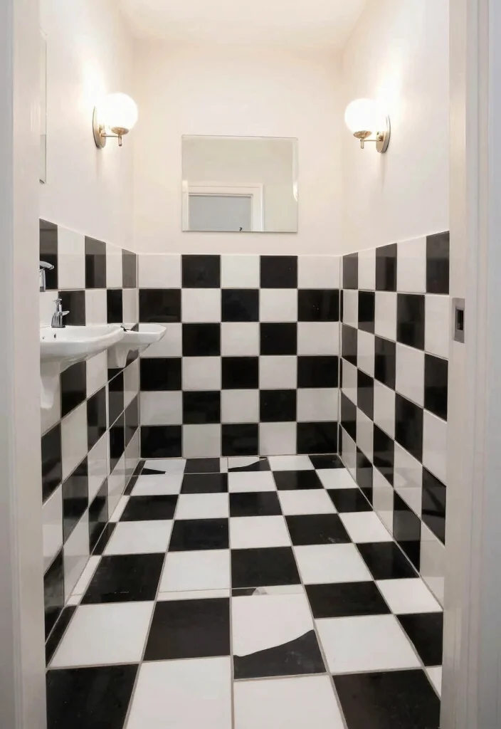 16 Checkerboard Tile Bathroom Ideas With Classic Contrast - 15. Checkerboard Tile in Small Spaces 1