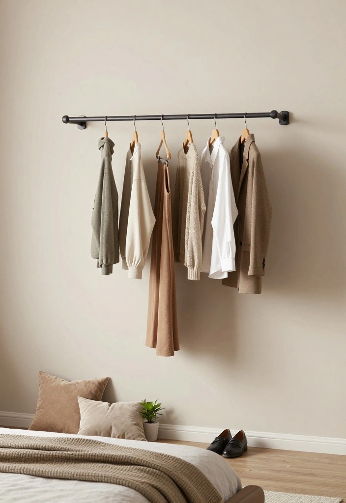 16 Clothing Rack Bedroom Small Spaces Ideas for Smart Storage - 1. Wall-Mounted Clothing Racks 1