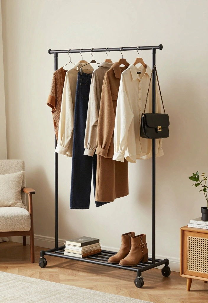 16 Clothing Rack Bedroom Small Spaces Ideas for Smart Storage - 10. Portable Clothing Racks 1