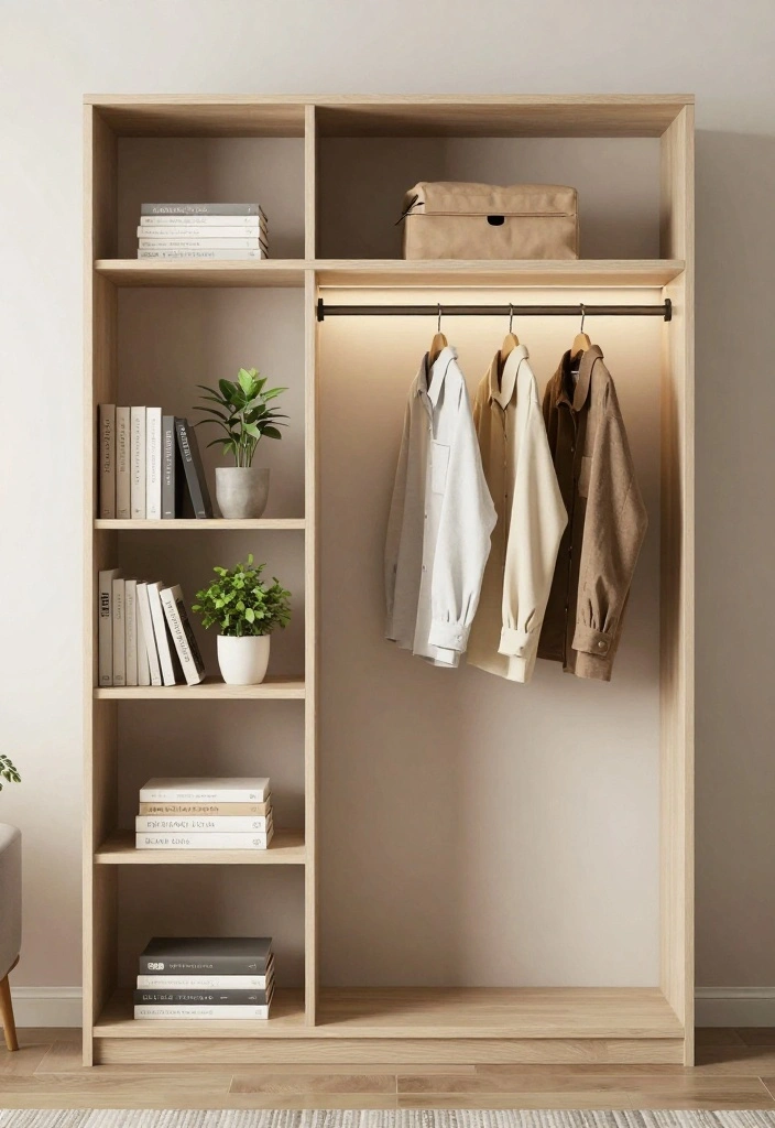 16 Clothing Rack Bedroom Small Spaces Ideas for Smart Storage - 11. Open Shelving with Clothing Rods 1