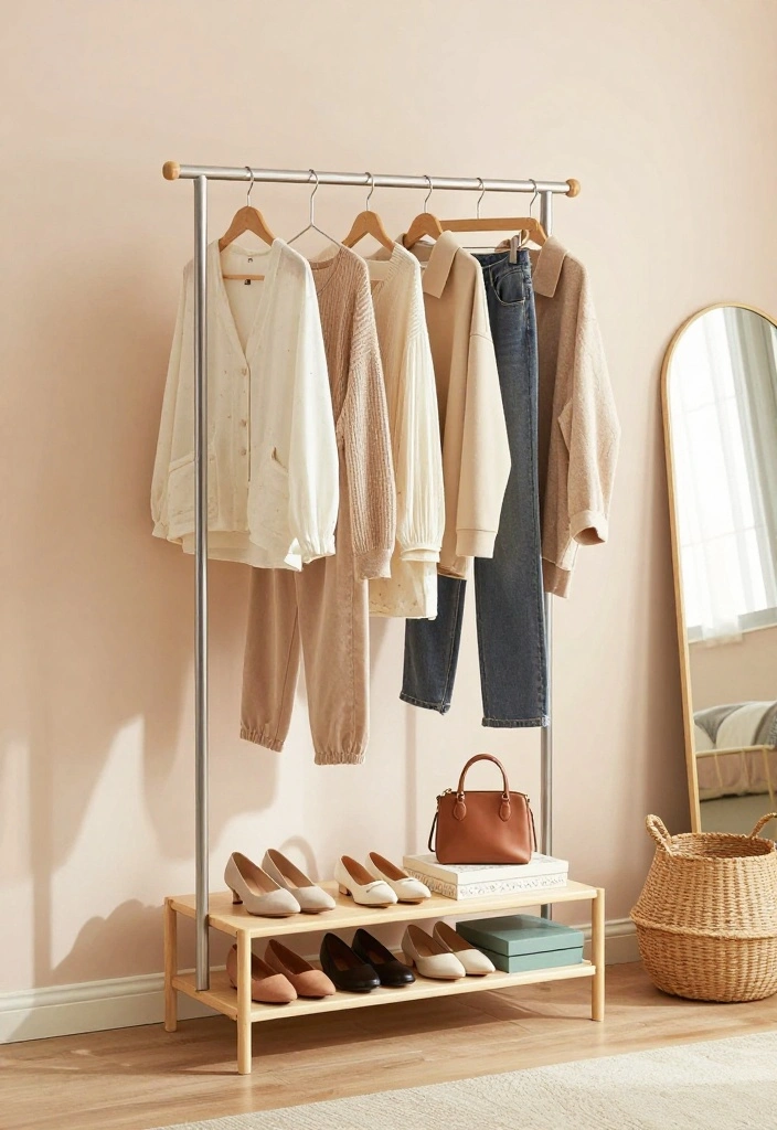 16 Clothing Rack Bedroom Small Spaces Ideas for Smart Storage - 2. Multi-Tier Clothing Racks 1