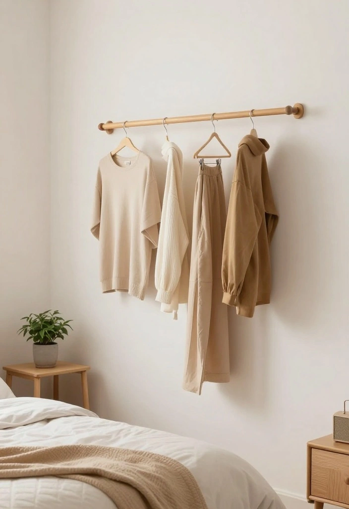 16 Clothing Rack Bedroom Small Spaces Ideas for Smart Storage - 8. Minimalist Clothing Bar 1
