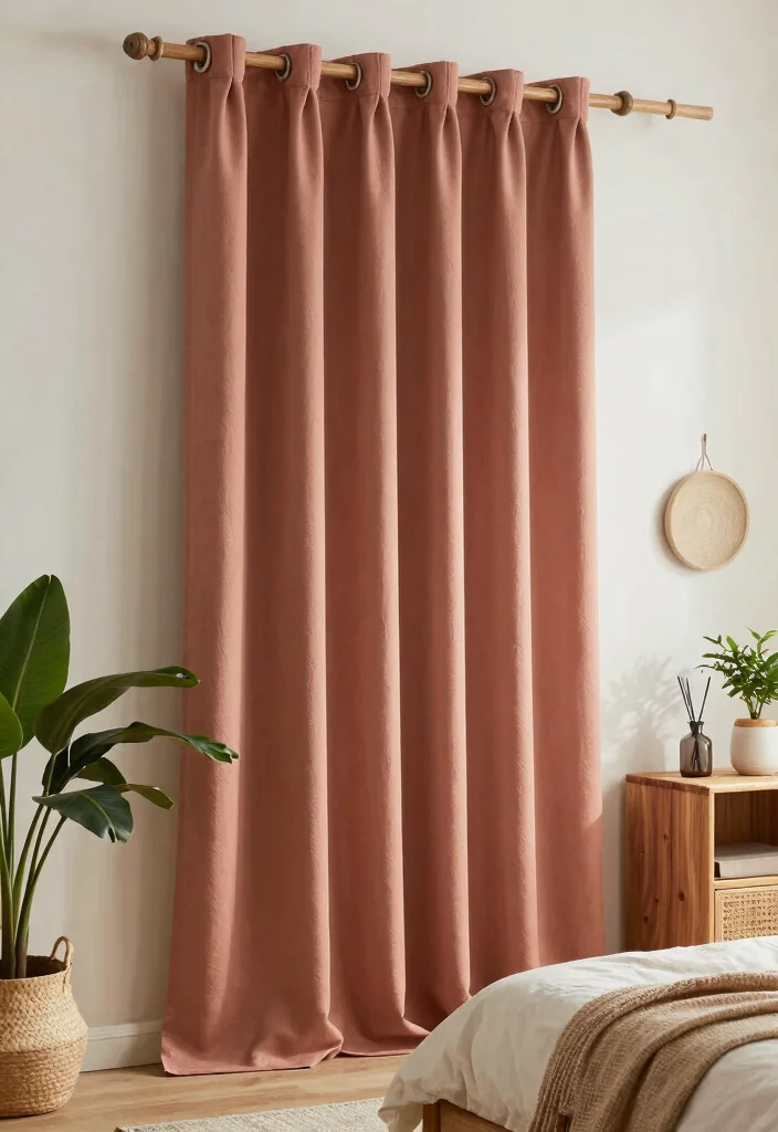 16 Curtains for Bedroom Window Ideas: Soft Functional Layers - 16. Earthy Tones for a Calming Effect 1