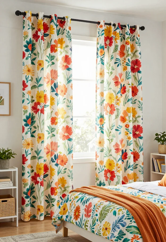 16 Curtains for Bedroom Window Ideas: Soft Functional Layers - 6. Eco-Friendly Printed Cotton 1