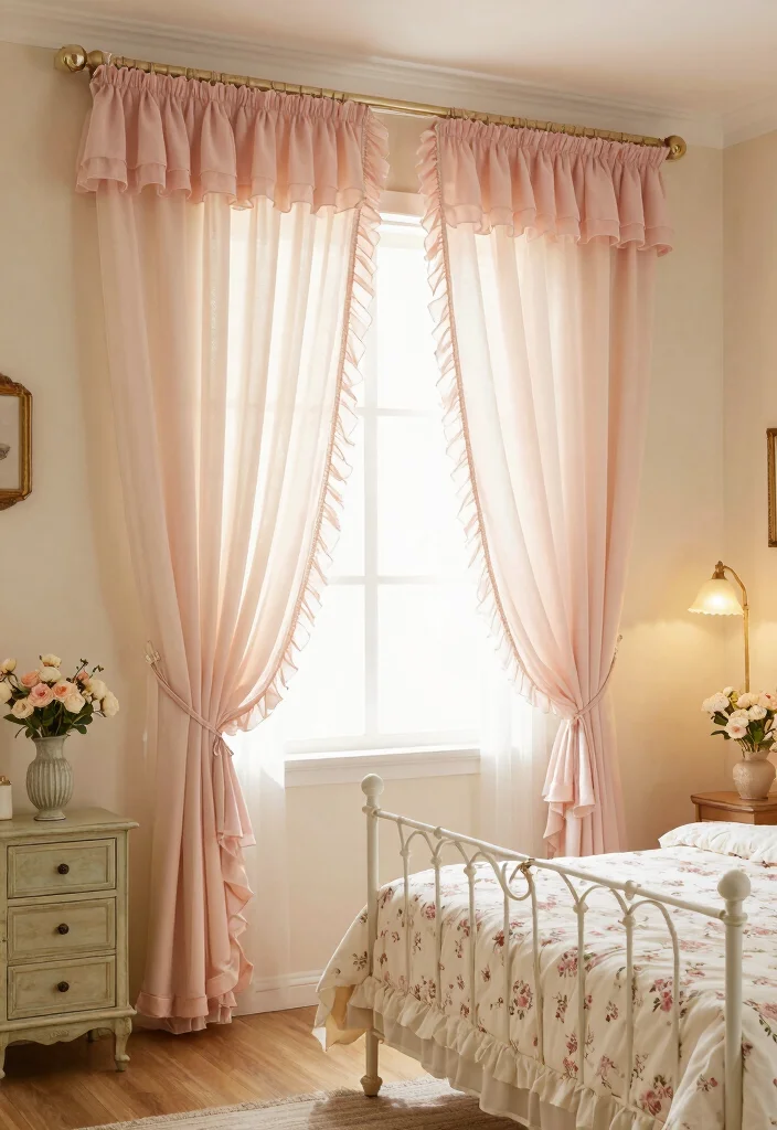 16 Curtains for Bedroom Window Ideas: Soft Functional Layers - 9. Whimsical Ruffled Curtains 1