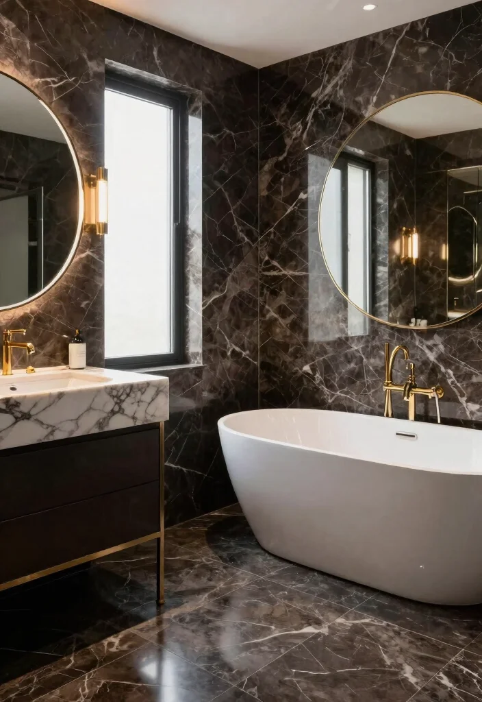 16 Dark Bathroom Ideas With Moody Style - 10. Luxurious Dark Marble 1