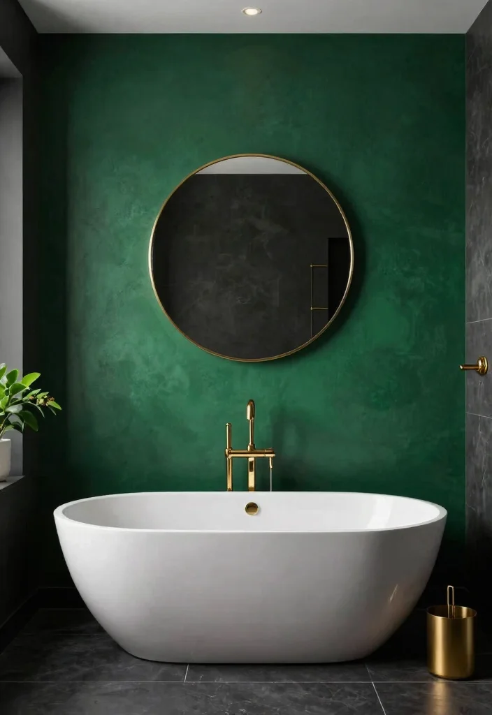 16 Dark Bathroom Ideas With Moody Style - 14. Dramatic Accent Walls 1
