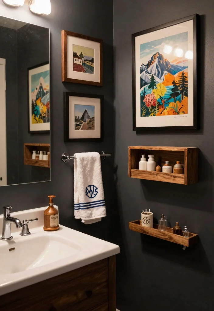 16 Dark Bathroom Ideas With Moody Style - 16. Personalized Touches 1