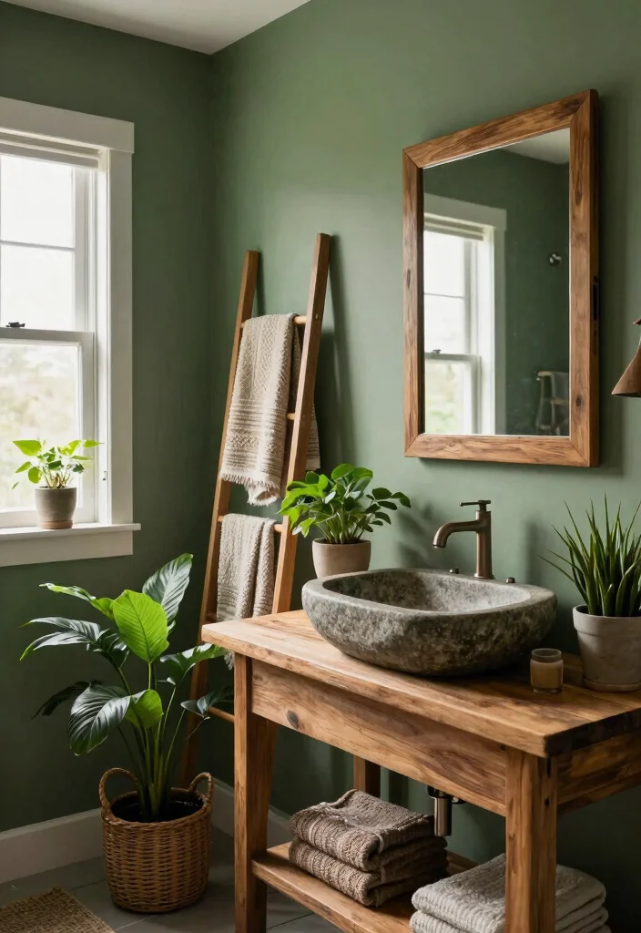 16 Dark Bathroom Ideas With Moody Style - 4. Nature-Inspired Dark Tones 1