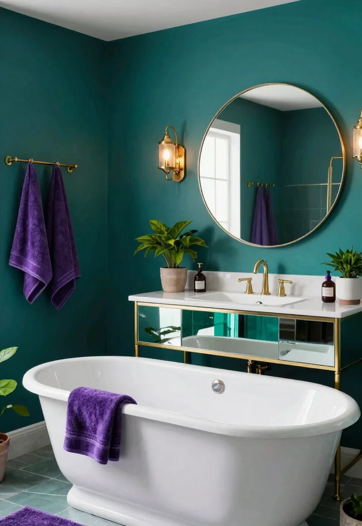 16 Dark Bathroom Ideas With Moody Style - 5. Rich Jewel Tones 1