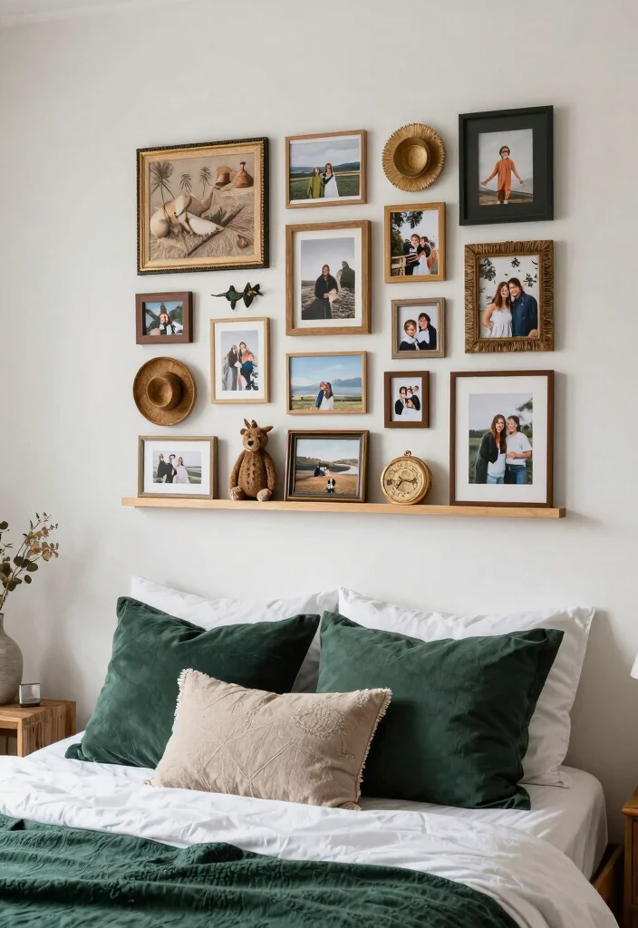 16 Dark Green Boho Bedroom Ideas: Moody Natural Vibes - 14. Personal Touches 1