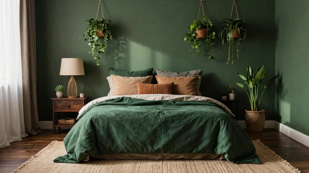 16 Dark Green Boho Bedroom Ideas: Moody Natural Vibes