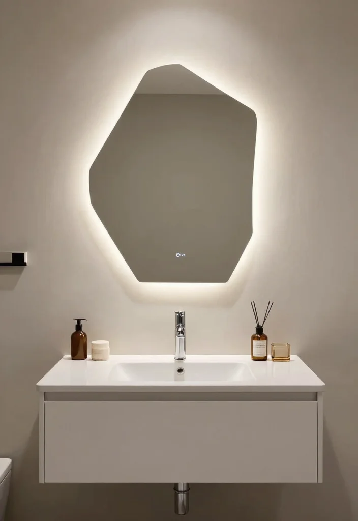 16 Floating Vanity Bathroom Ideas For A Modern Look - 15. Floating Vanity with Statement Mirrors 1
