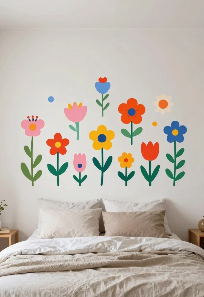 16 Flower Wall Bedroom Room Decor Ideas for a Romantic Whimsical Touch - 10. Flower Wall Decals 1