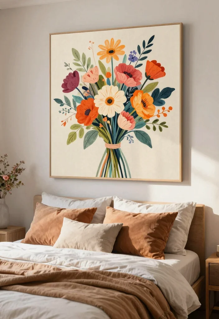 16 Flower Wall Bedroom Room Decor Ideas for a Romantic Whimsical Touch - 15. Personalized Flower Art 1
