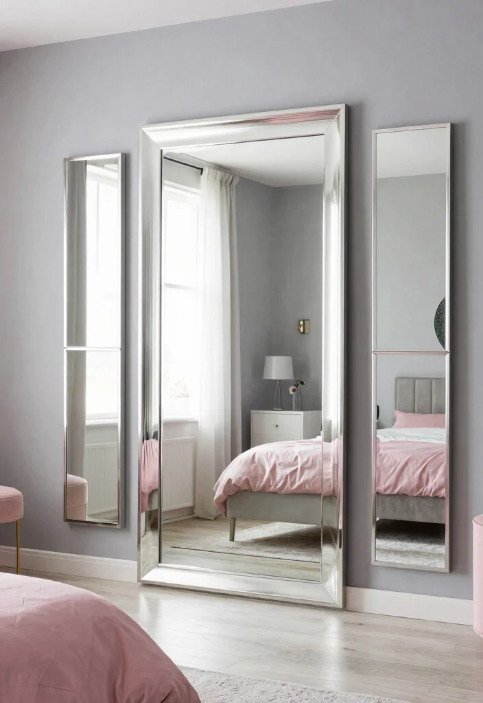16 Gray and Pink Bedroom Ideas Soft Modern Harmony - 10. Use of Mirrors 1