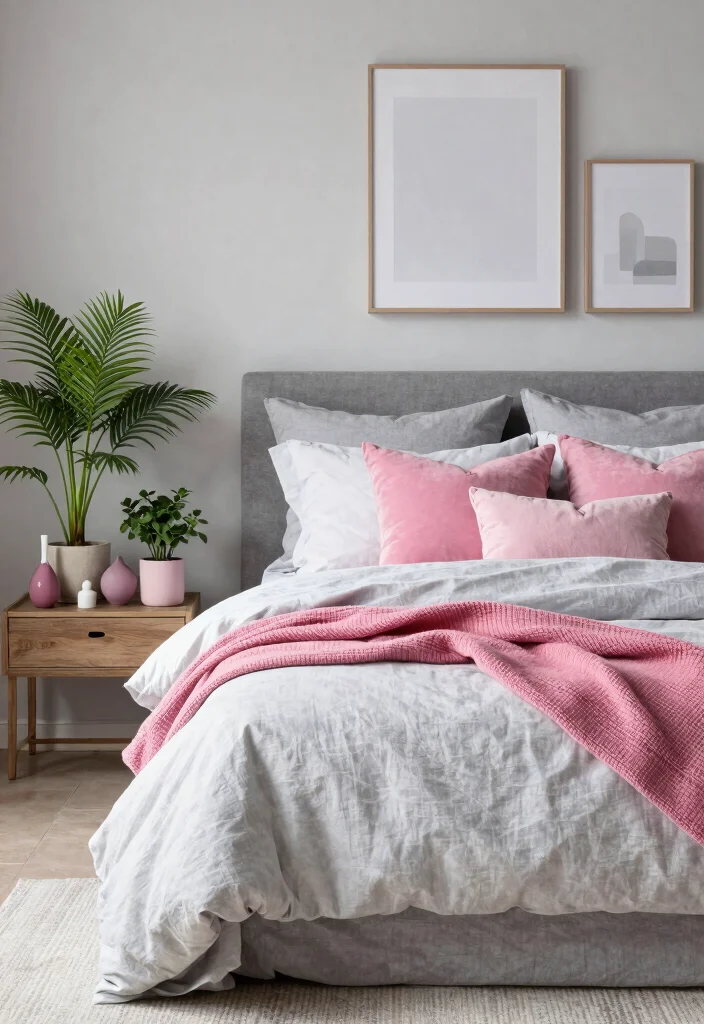 16 Gray and Pink Bedroom Ideas Soft Modern Harmony - 14. Seasonal Decor Changes 1
