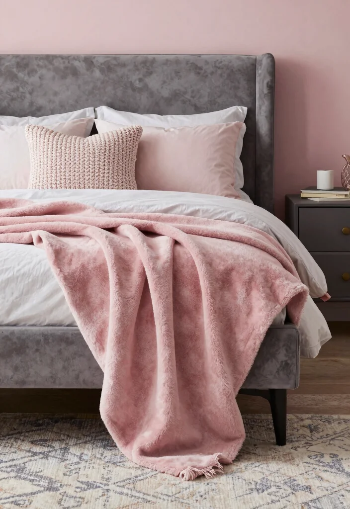 16 Gray and Pink Bedroom Ideas Soft Modern Harmony - 2. Layered Textures 1