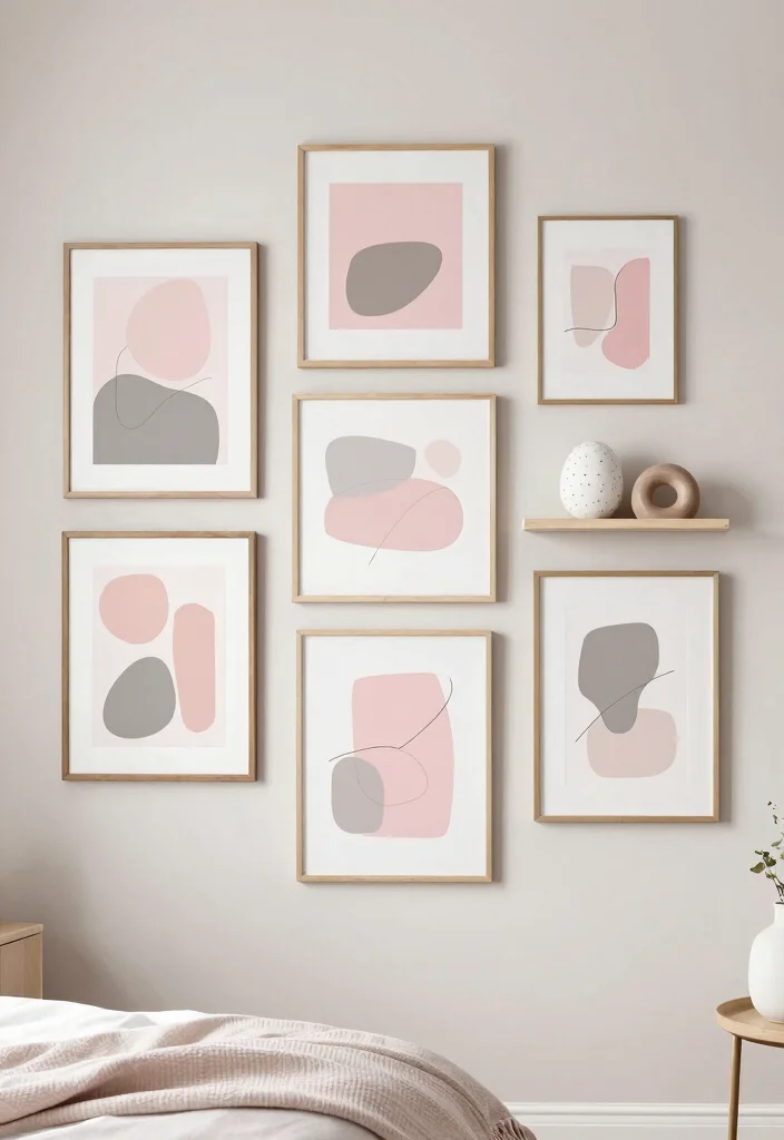 16 Gray and Pink Bedroom Ideas Soft Modern Harmony - 5. Artistic Wall Decor 1