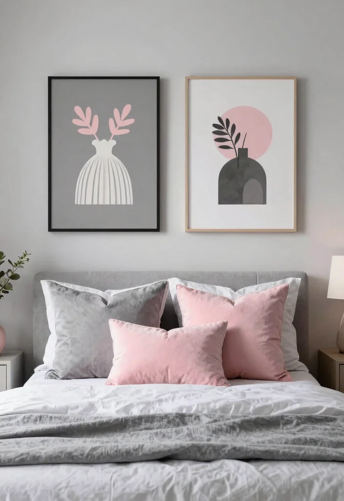 16 Gray and Pink Bedroom Ideas Soft Modern Harmony - 9. Playful Accents 1