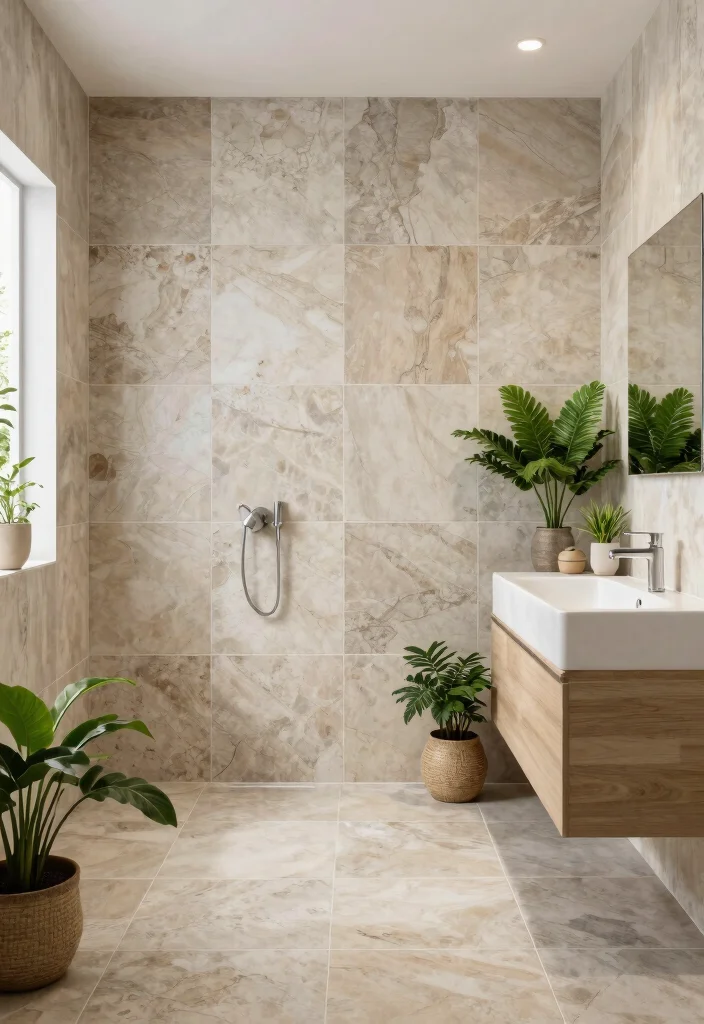 16 Large Tile Bathroom Ideas For A Seamless Look - 12. Eco-Friendly Large Tiles 1