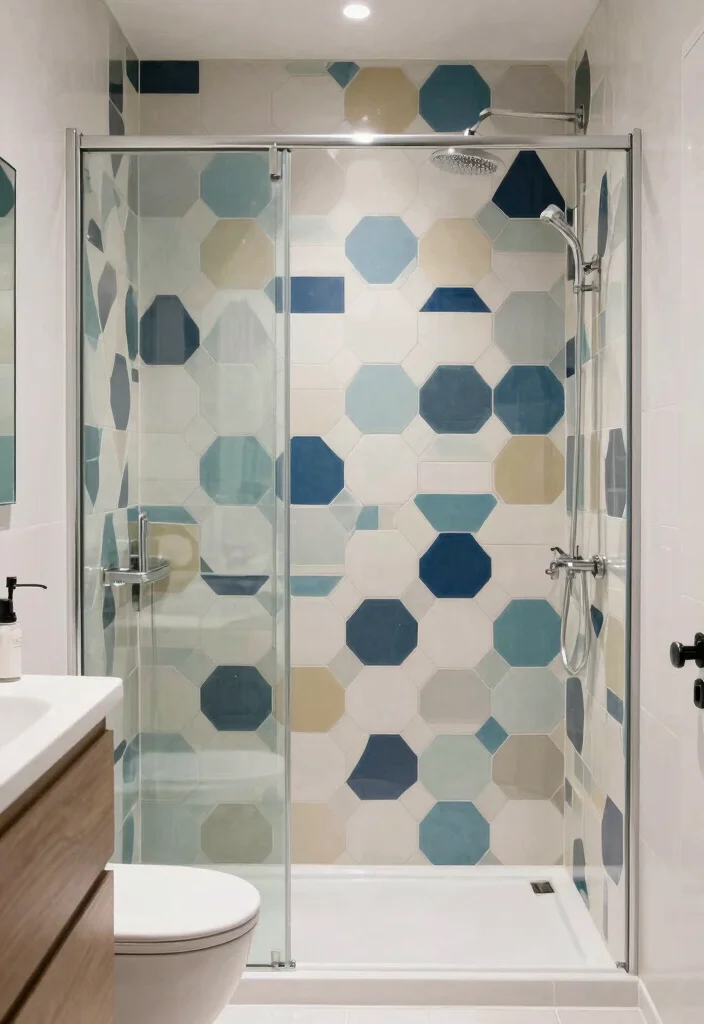 16 Large Tile Bathroom Ideas For A Seamless Look - 13. Large Tiles in Unique Shapes 1