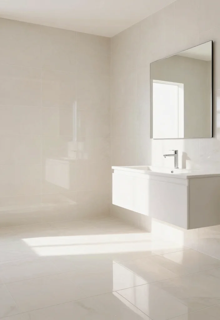 16 Large Tile Bathroom Ideas For A Seamless Look - 5. Glossy Tiles Reflecting Light 1