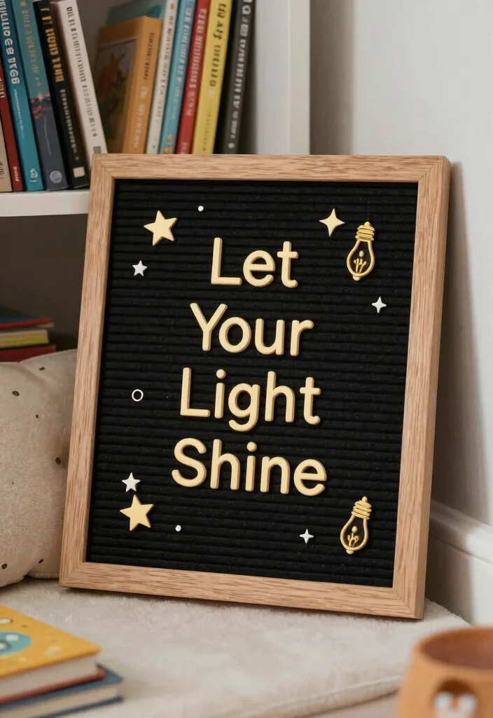 16 Letter Board Ideas Bedroom: Cute Personal Messages - 10. Let Your Light Shine 1