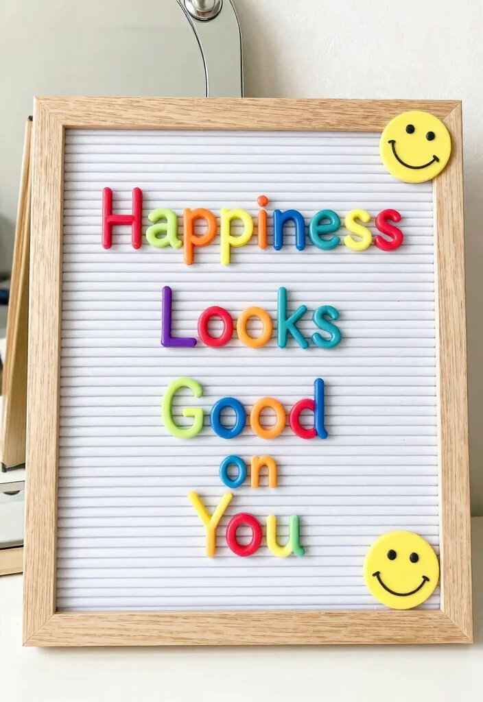 16 Letter Board Ideas Bedroom: Cute Personal Messages - 9. Happiness Looks Good on You 1