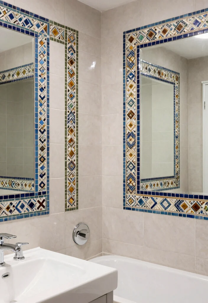 16 Mosaic Tile Bathroom Ideas With Artistic Texture - 11. Artistic Borders 1
