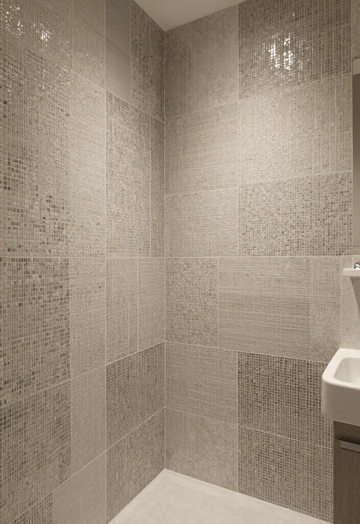 16 Mosaic Tile Bathroom Ideas With Artistic Texture - 13. Textural Contrast 1