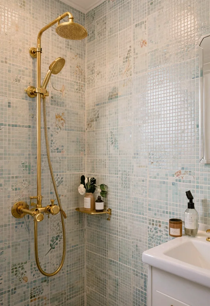 16 Mosaic Tile Bathroom Ideas With Artistic Texture - 3. Vintage Revival 1