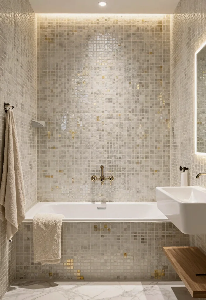 16 Mosaic Tile Bathroom Ideas With Artistic Texture - 8. Understated Luxe 1