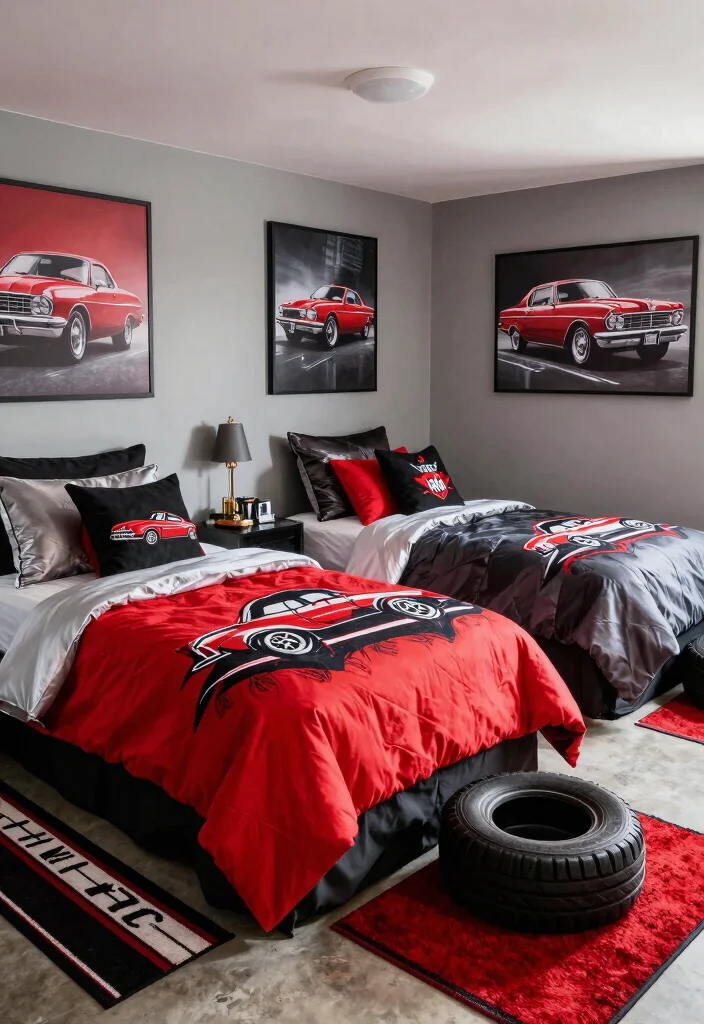16 Twin Bedroom Ideas for Boys: Fun Practical Layouts - 9. Classic Car Garage 1