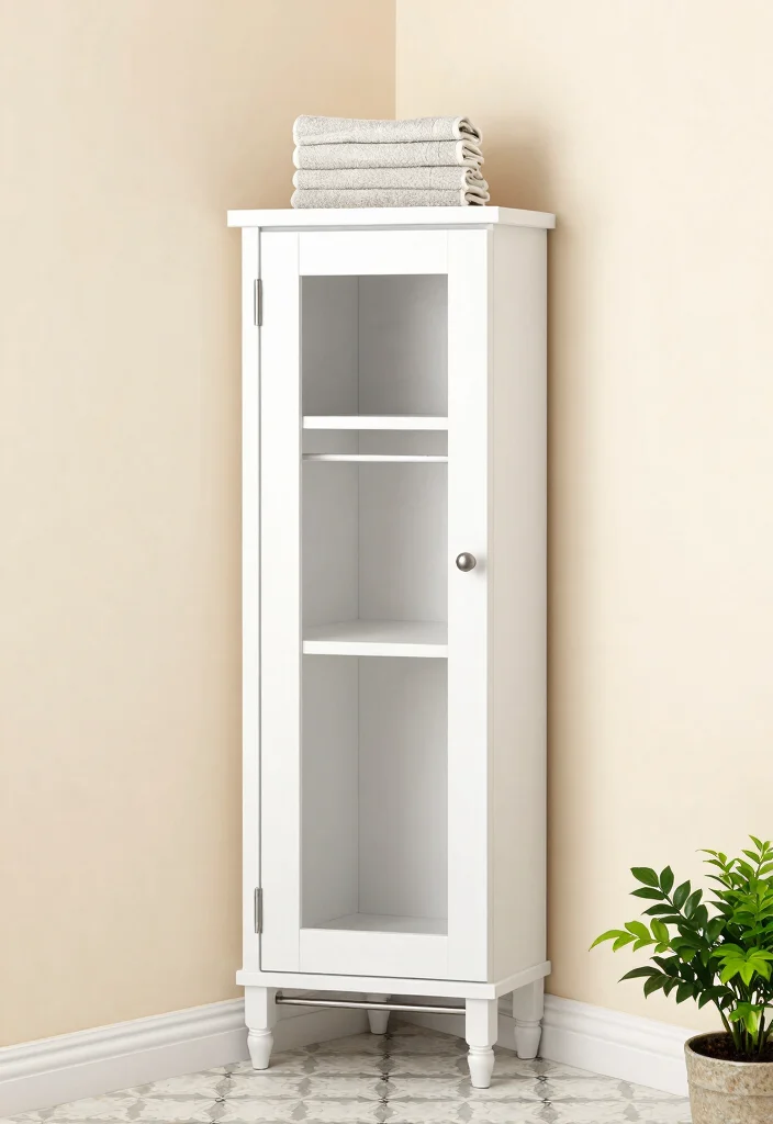 16 White Bathroom Cabinet Ideas For Bright Clean Style - 2. Compact Corner Cabinets 1