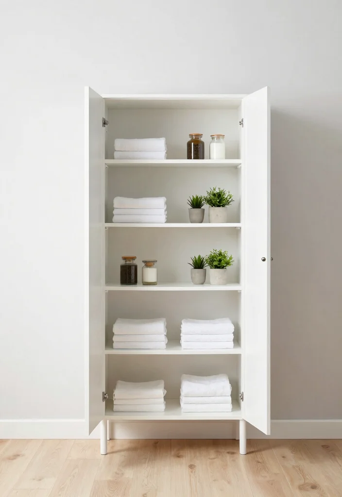 16 White Bathroom Cabinet Ideas For Bright Clean Style - 5. Open Shelf Cabinet Systems 1