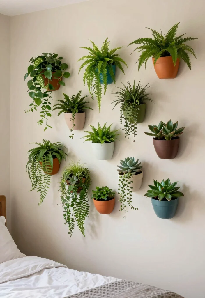17 Bedroom Decor Ideas for Small Rooms Big Style Impact - 6. Vertical Garden for a Fresh Touch 1